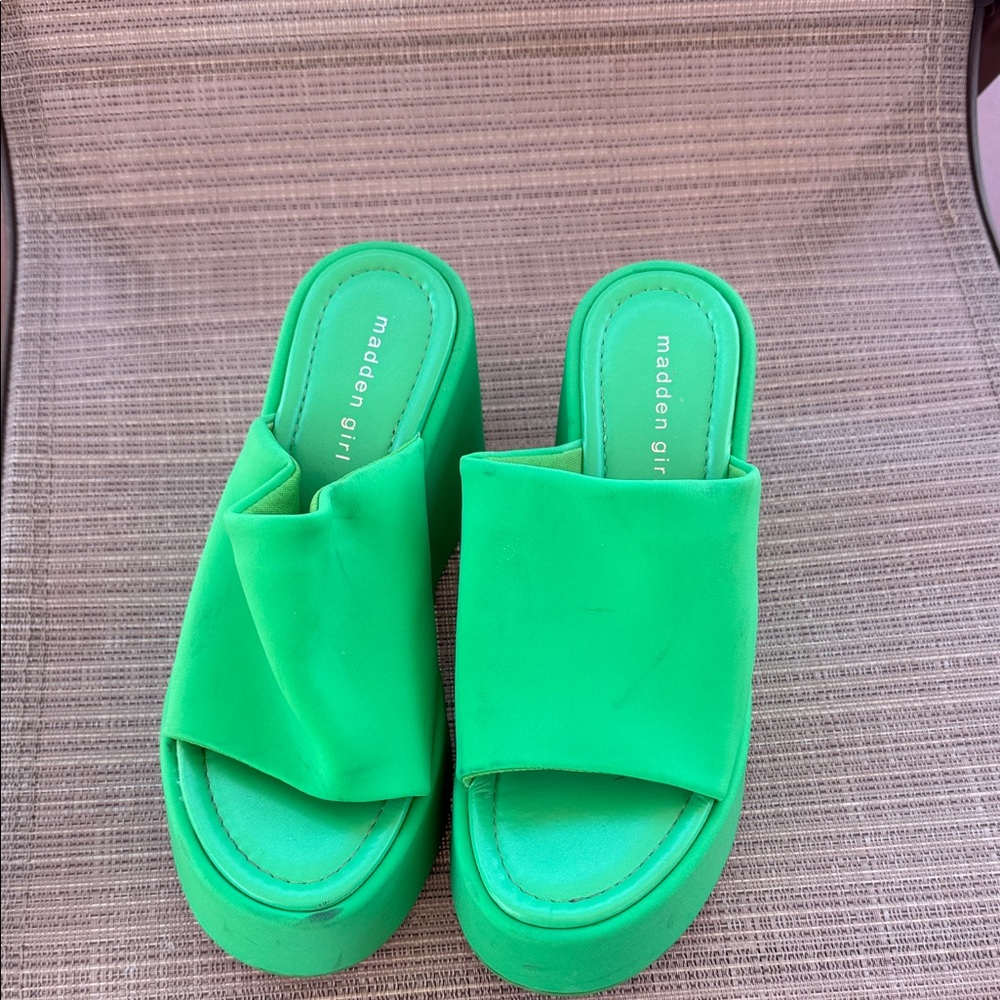 Madden Girl Bright Green Mules
